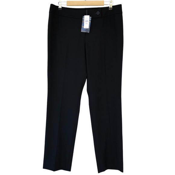 Ann Taylor LOFT Stretchy Lightweight Zipper Button Closure Black Trousers 14 - Picture 1 of 14